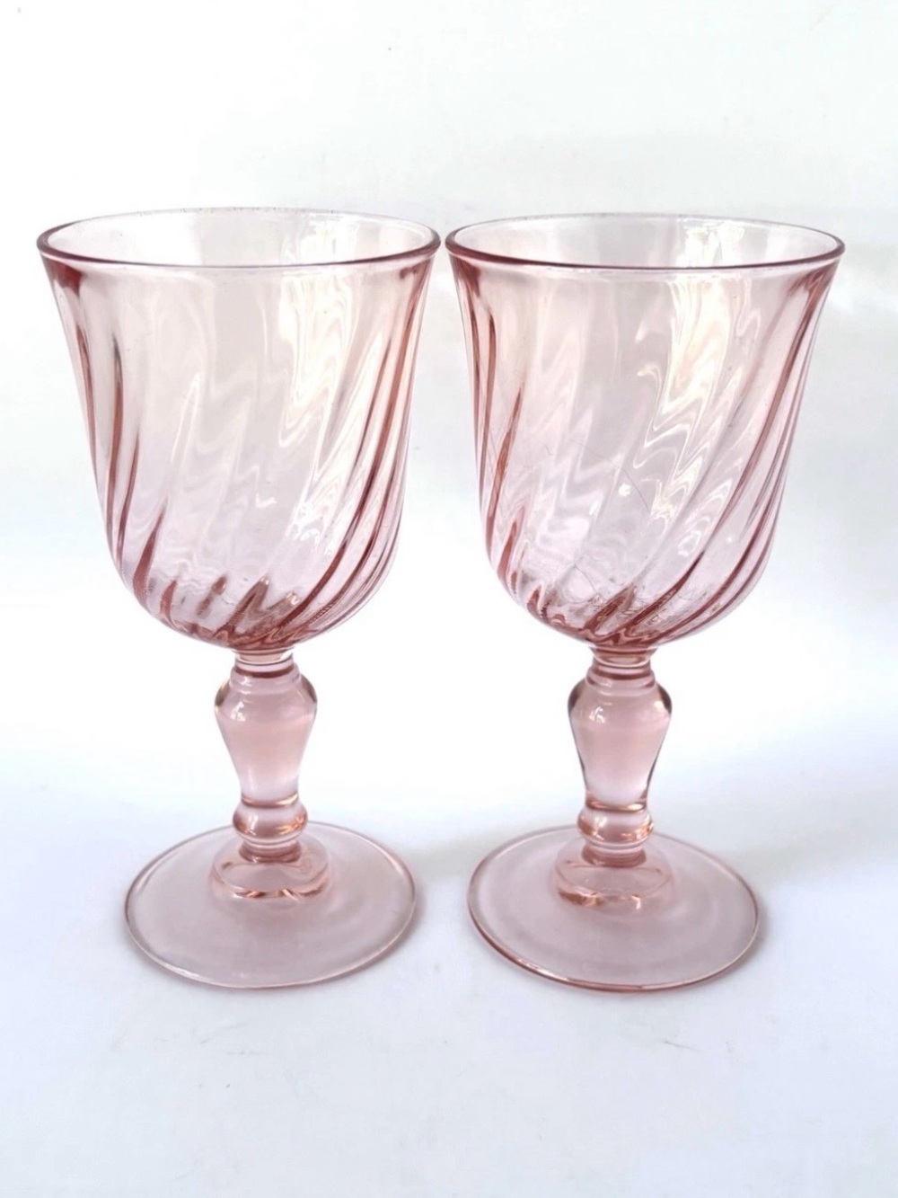 2 Optic Pink Rosaline Cordial Goblets 5” Luminarc Arcoroc Set France Vintage